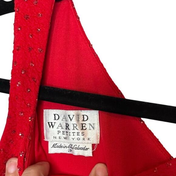 David Warren Petites Beautiful Red Sparkle Sleeveless Minin Dress Size 2P - Picture 7 of 7